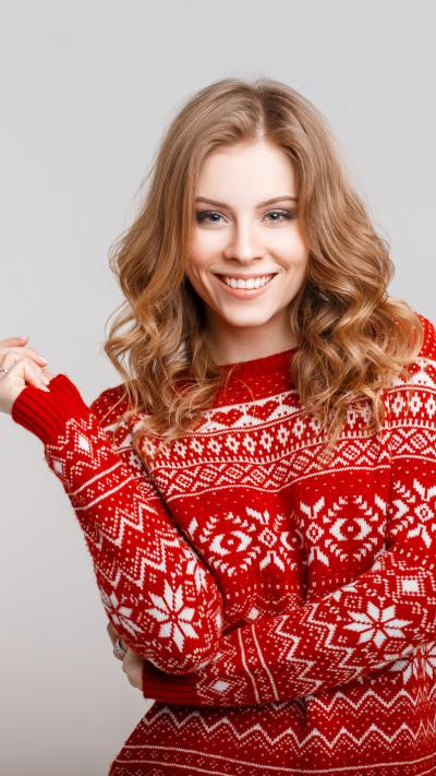Festive Red Hand Knit Sweater